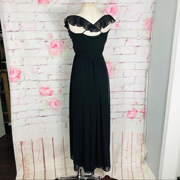 Ceremony black wrap tie waist floor length gown - Picture 6 of 9